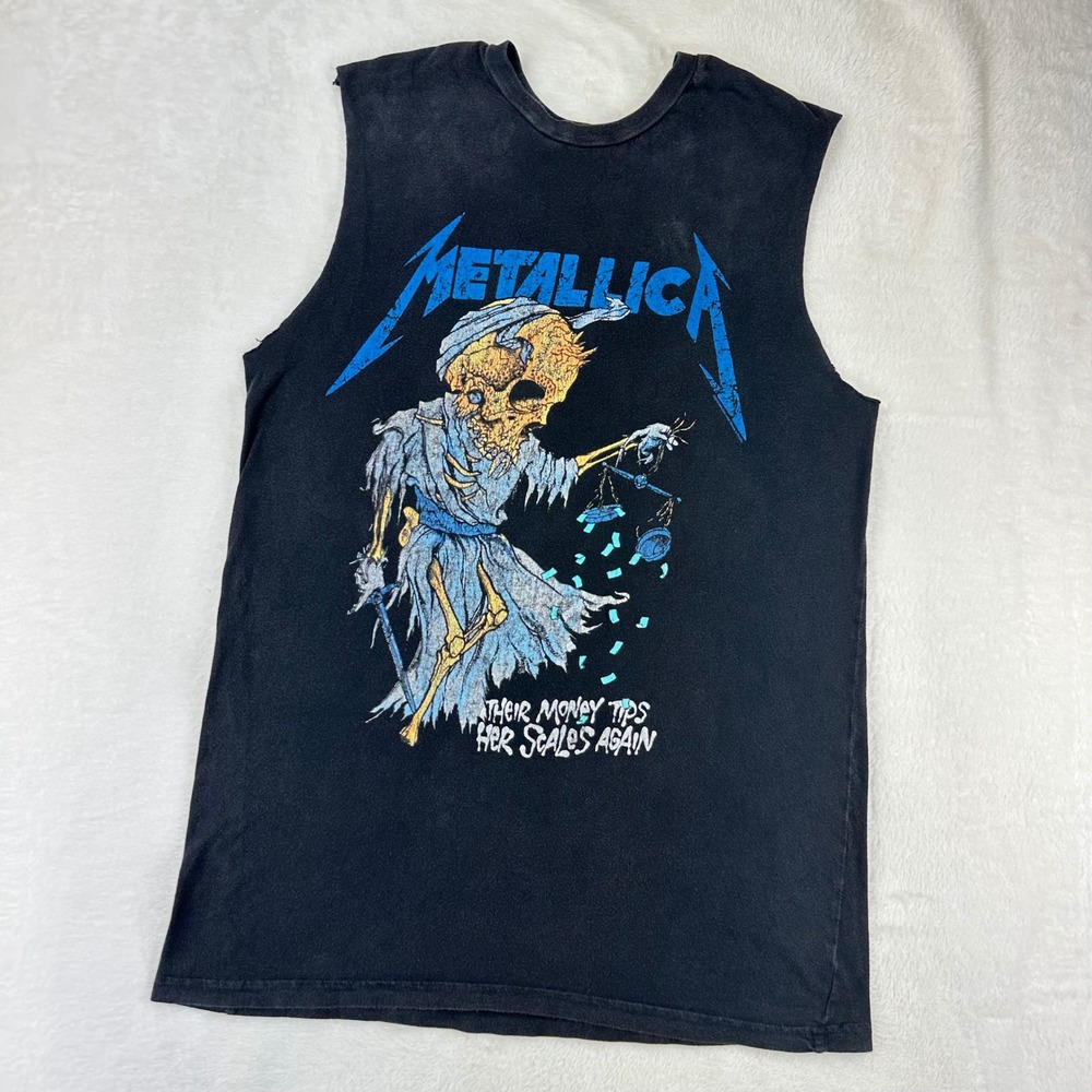 Metallica Sleeveless Top Mens Graphic Regular M Black Band Tee Distressed Cotton